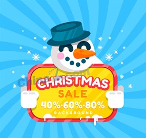 创意圣诞雪人折扣标签矢量素材